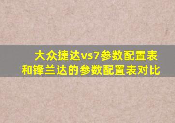 大众捷达vs7参数配置表和锋兰达的参数配置表对比